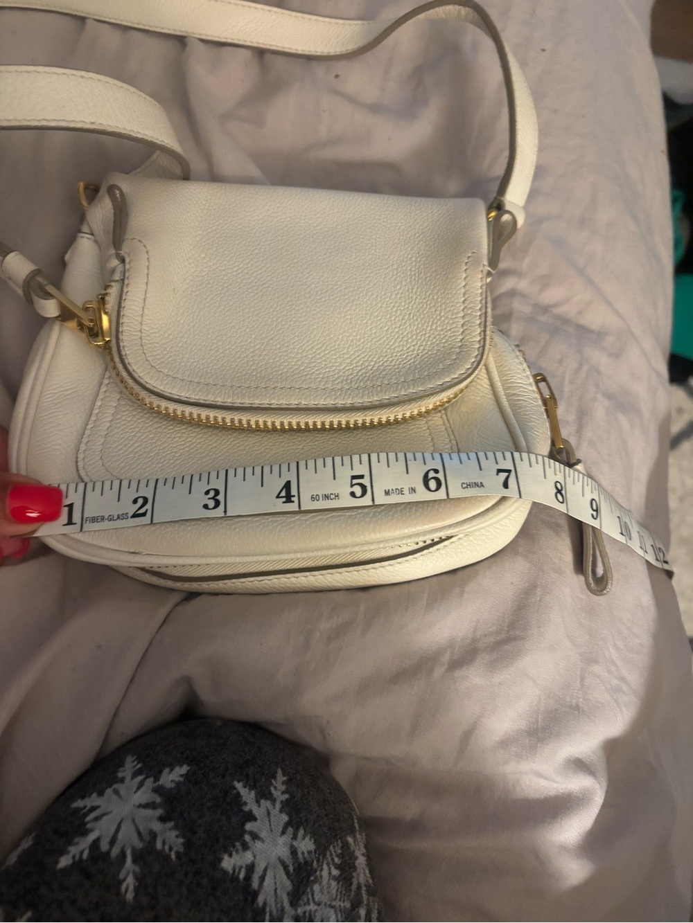 Tom Ford Jennifer White Leather Crossbody with Gold Hardware